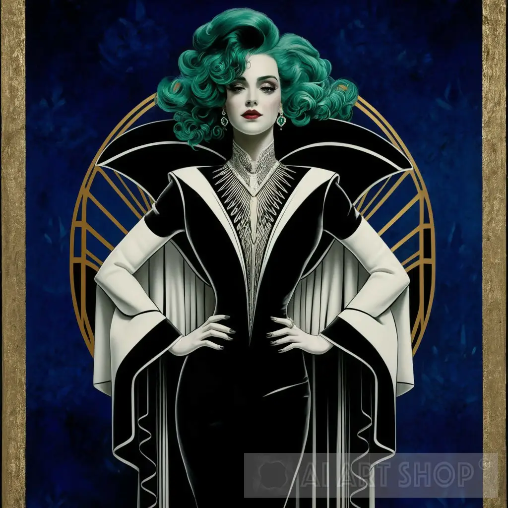 Emerald Enigma: An Art Deco Portrait Inspired by Tamara de Lempicka - Image 2
