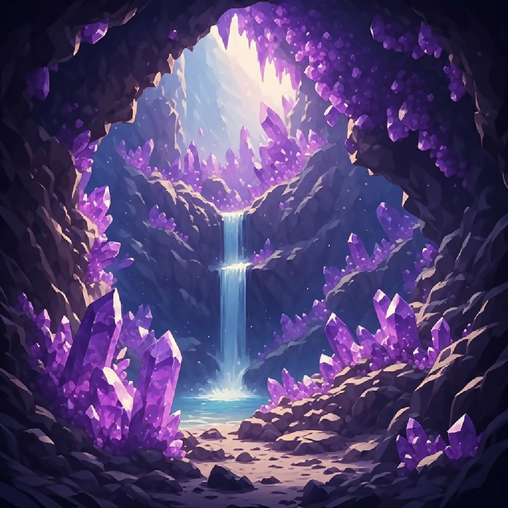 Ethereal Amethyst Crystal Cave Luxury Fantasy Landscape