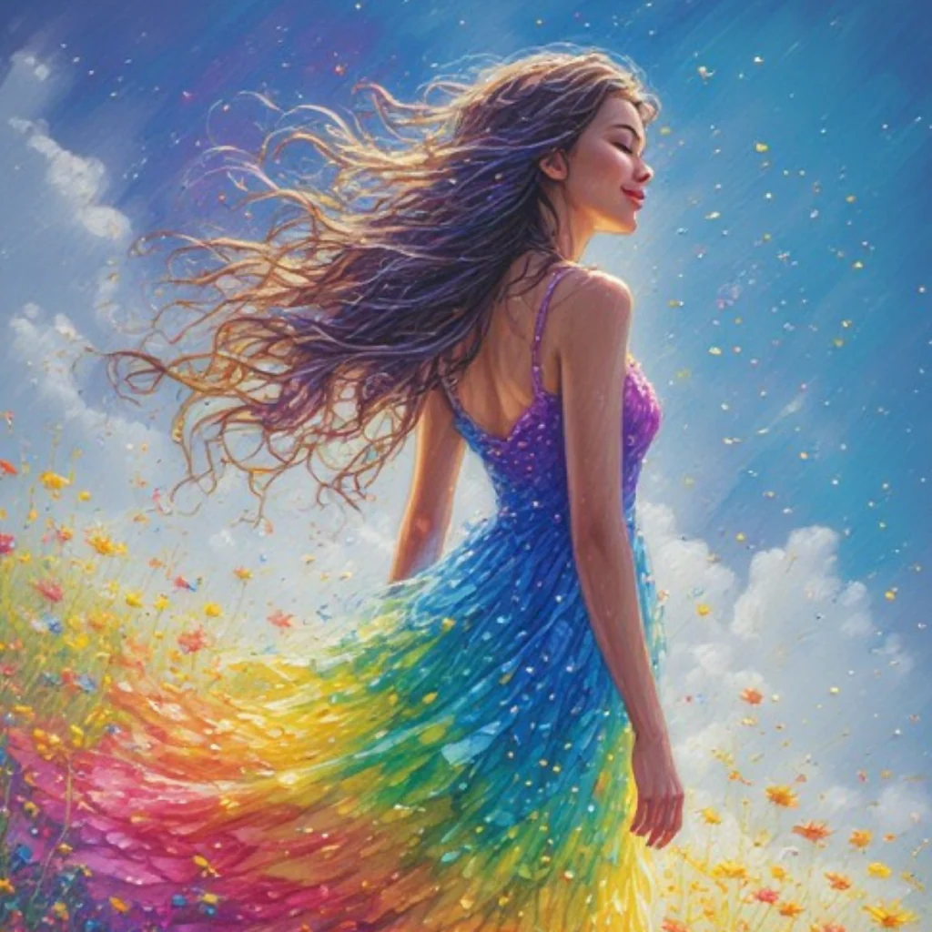 Ethereal Bloom: Rainbow Serenity