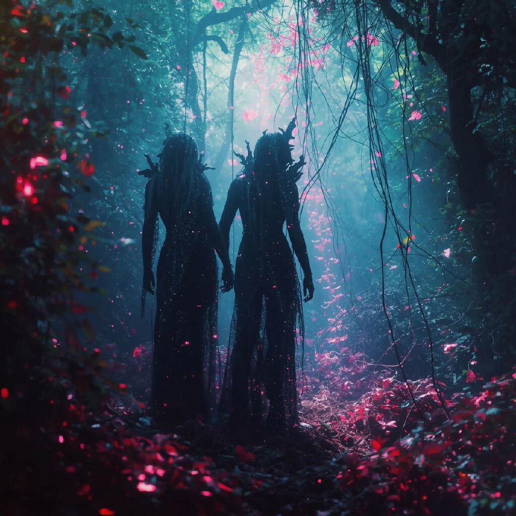 Ethereal Bond: Shadows of the Neon Forest