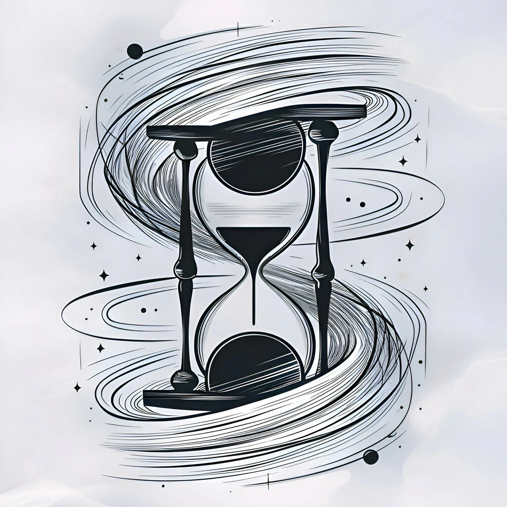 Ethereal Timekeeper: Cosmic Hourglass AI Art