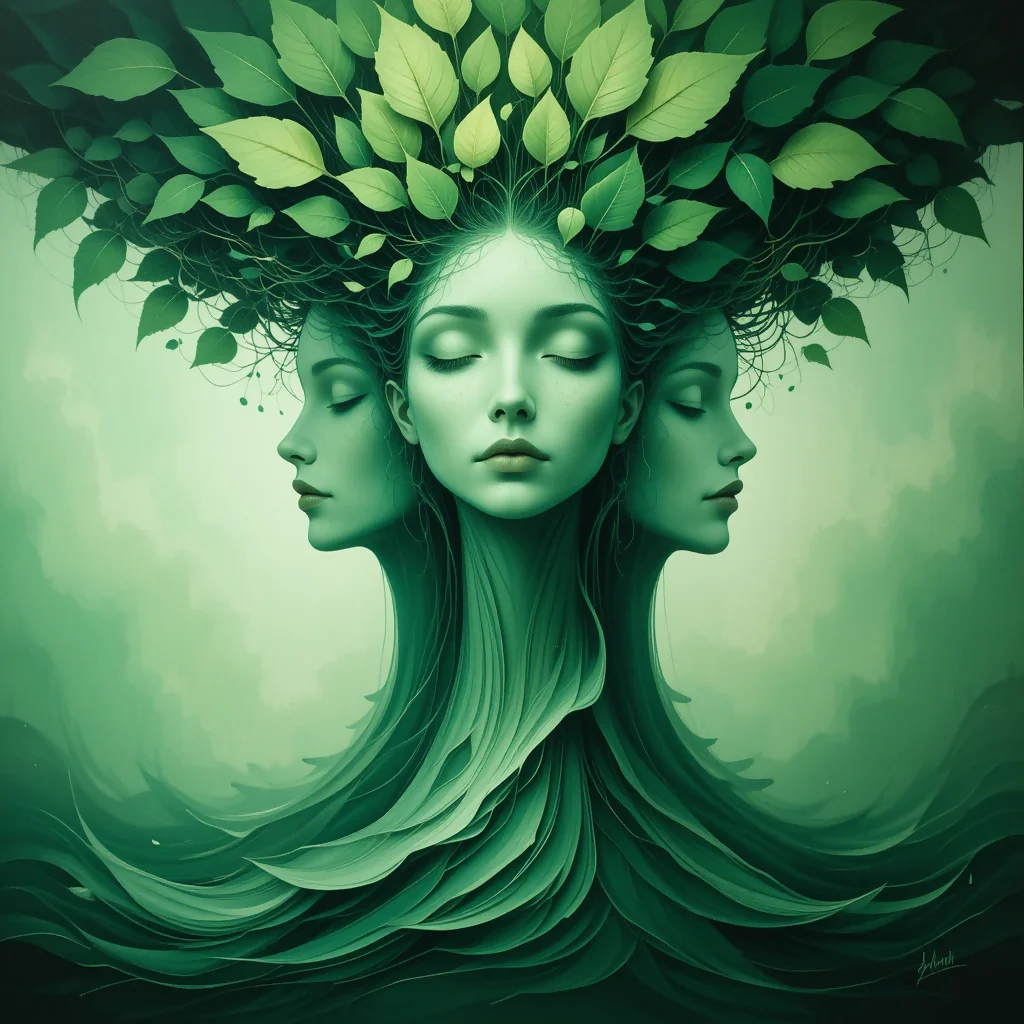 Ethereal Unity: Faces of Nature's Embrace