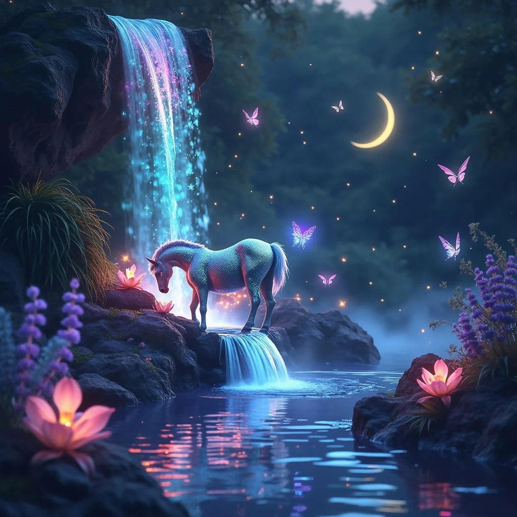 Fantasy Unicorn In The Forest