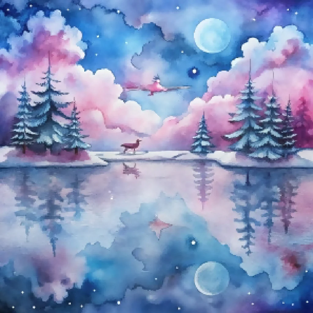 Fictional painting the quiet cosmic lake