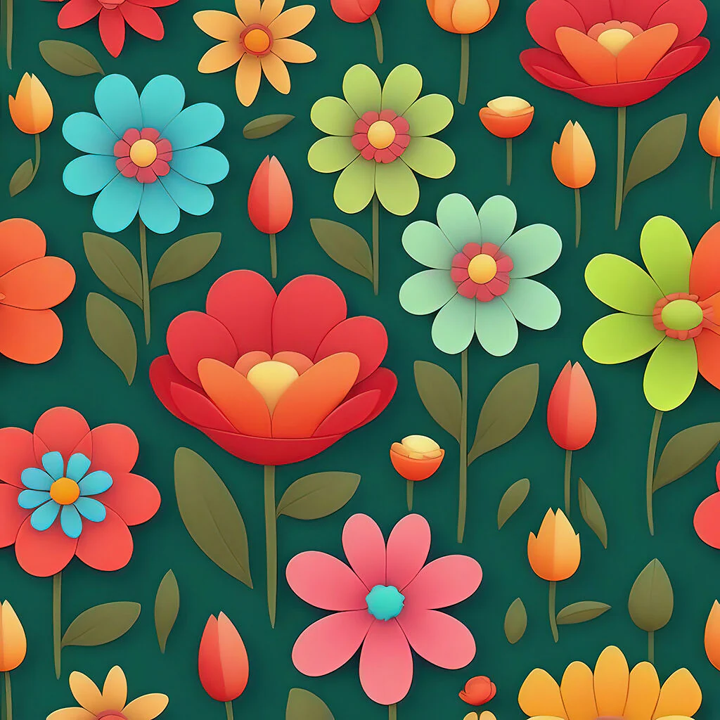 Flowers on a green background pattern