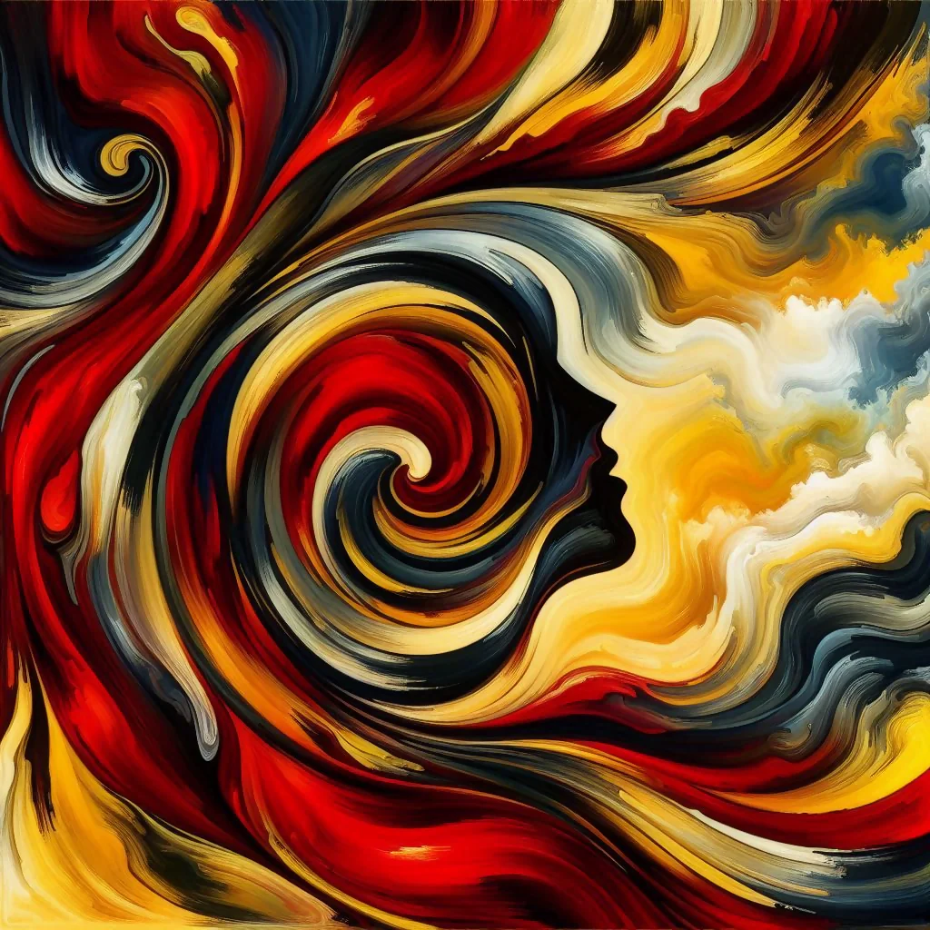 Fluid Harmony in Red and Gold