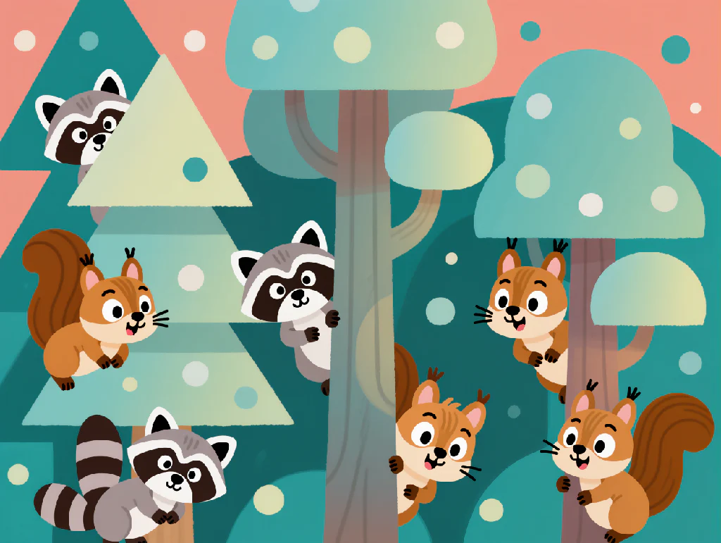 Forest Peekaboo – Woodland Critter Print