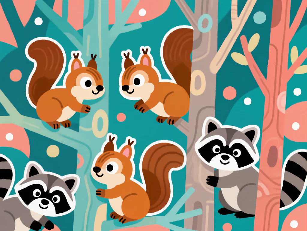 Forest Peekaboo – Woodland Critter Print - Image 2