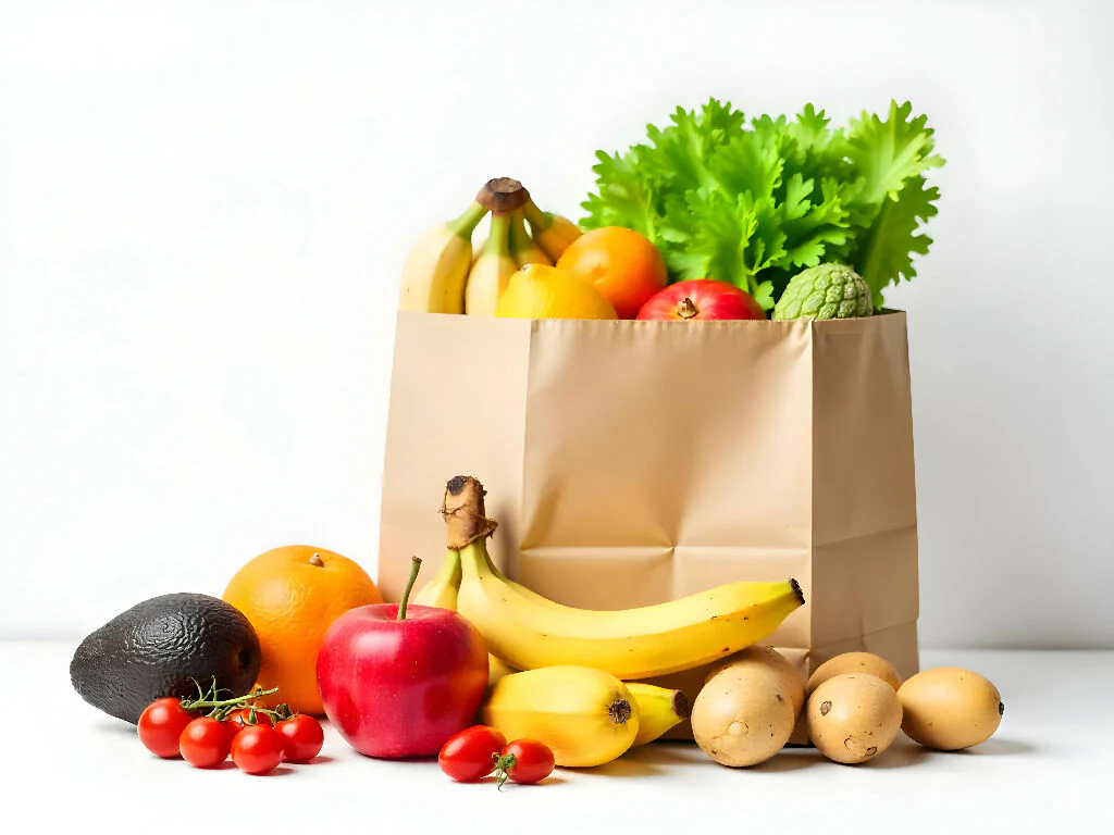 Fresh Groceries in a Paper Bag