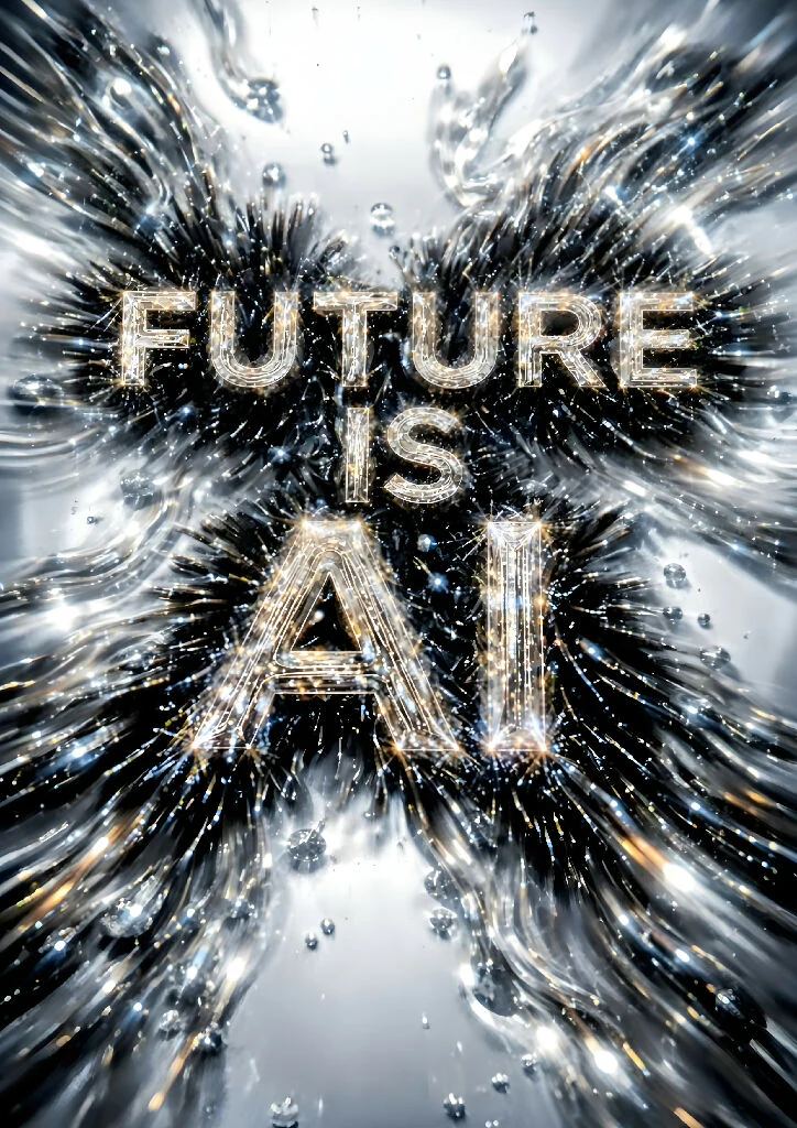 Future is AI" - Futuristic Liquid Metal Typography Art