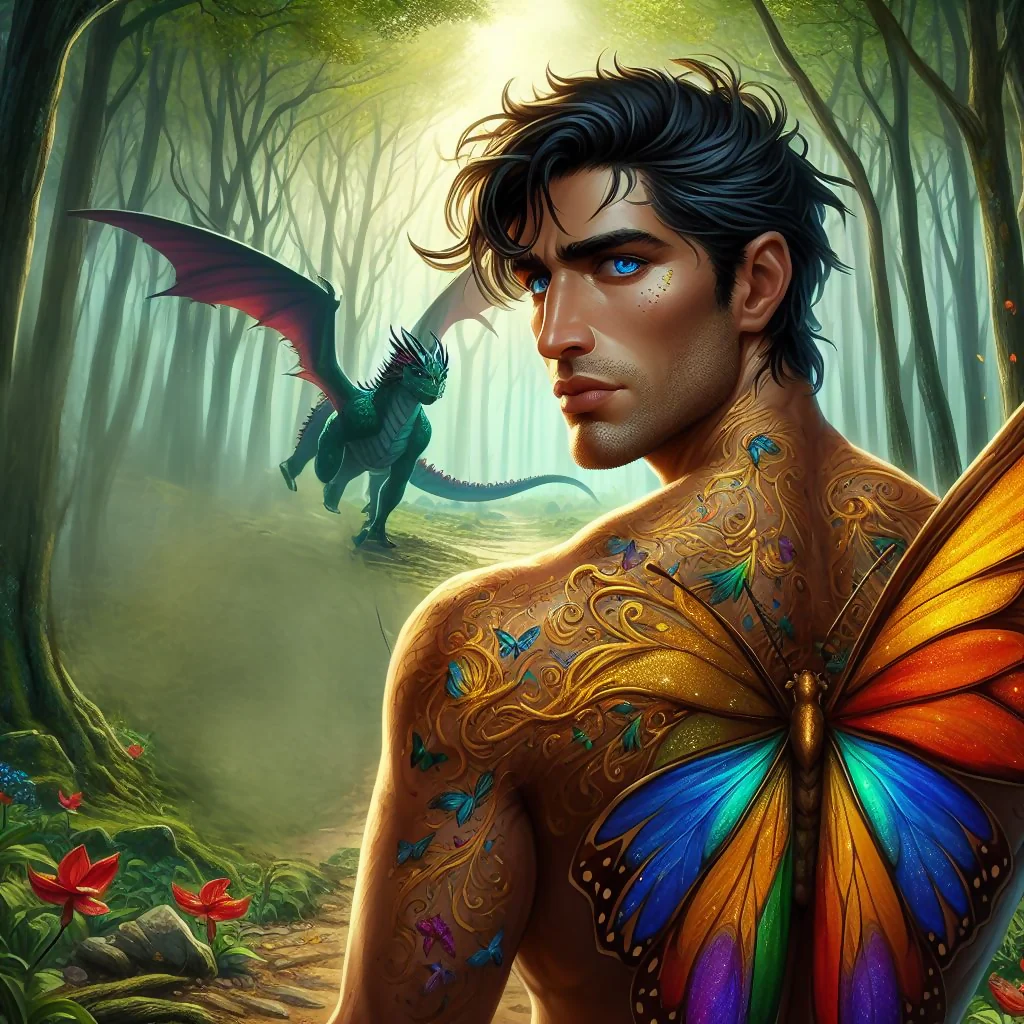 Future Male Fairy with pet dragon