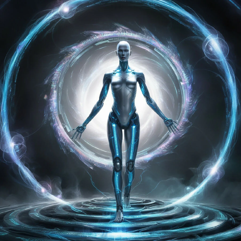 Futuristic Cybernetic Humanoid Digital Artwork
