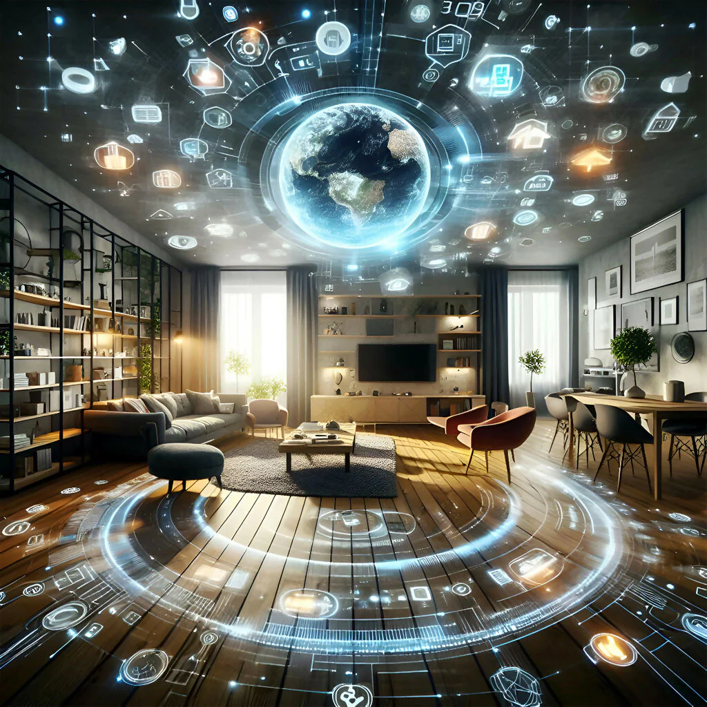 Futuristic Smart Home Living Room AI Art