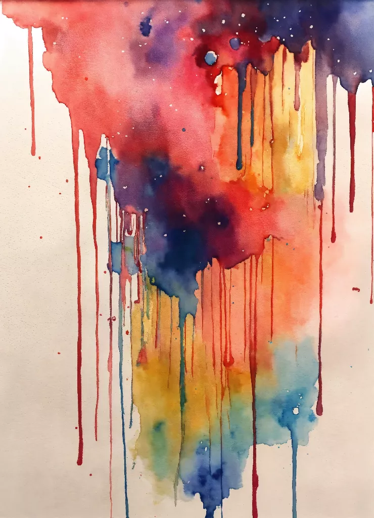 "Galaxy Watercolor Drips: A Cosmic Journey on Paper"