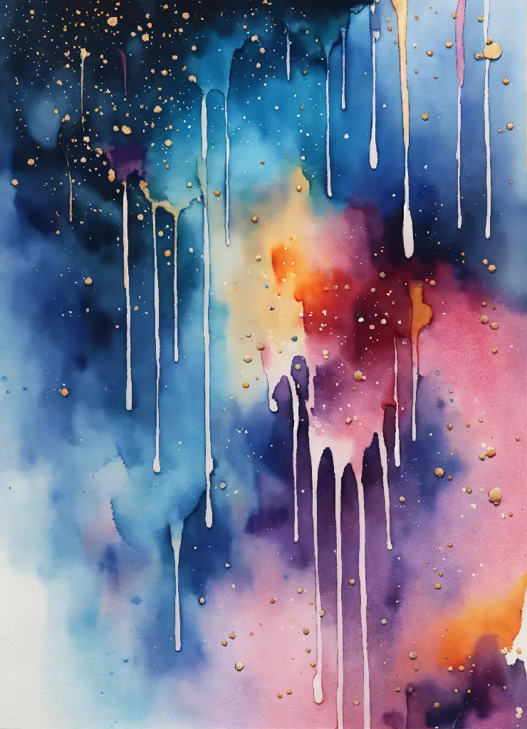 "Galaxy Watercolor Drips: A Cosmic Journey on Paper" - Image 5