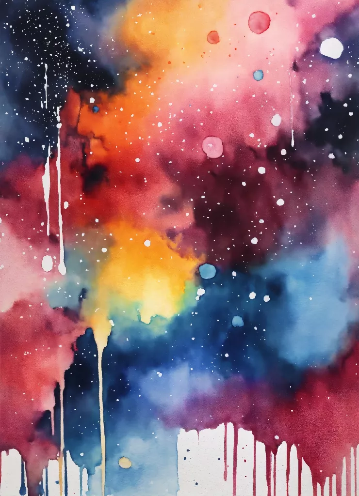 "Galaxy Watercolor Drips: A Cosmic Journey on Paper" - Image 6