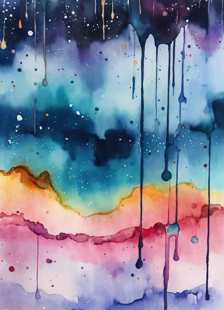 "Galaxy Watercolor Drips: A Cosmic Journey on Paper" - Image 8