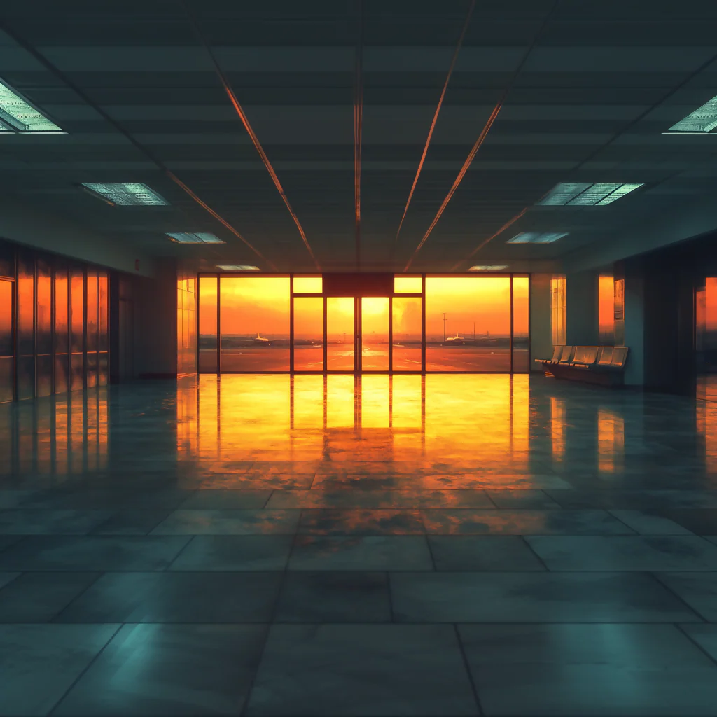 Gate Eulogy – Liminal Airport Art | Amber Terminal