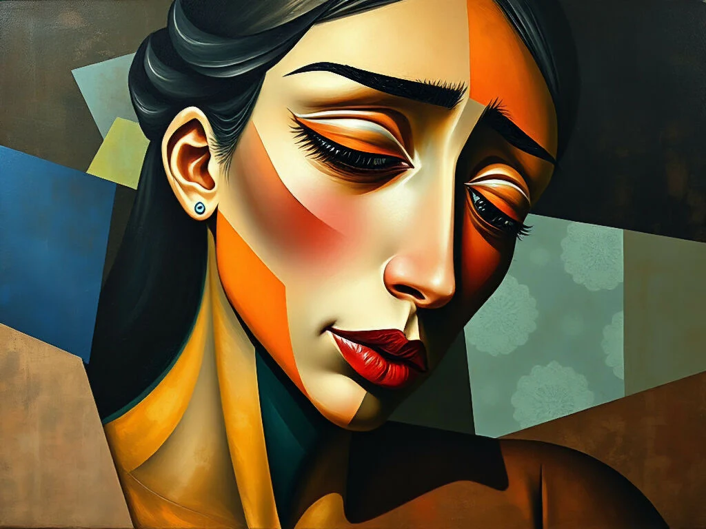 Geometric Abstract Art - The Sad Lady