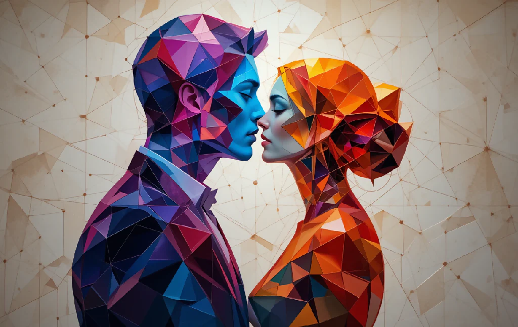 Geometric Embrace: Love's Vivid Geometry