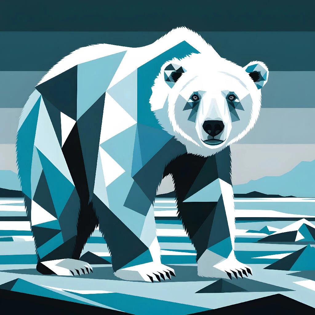 Geometric Polar Bear in an Abstract Icy Landscape - Image 2
