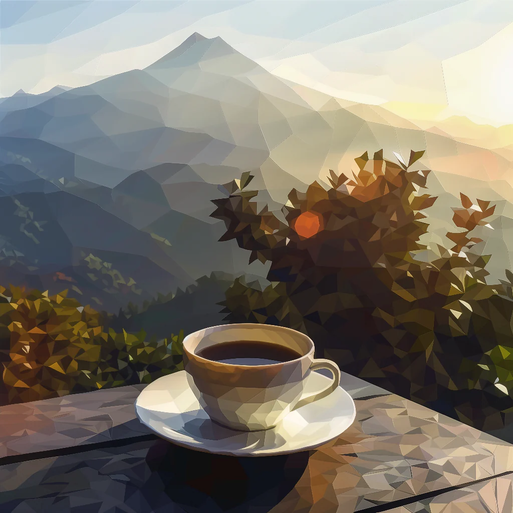 Geometric Serenity: Coffee and Mountains