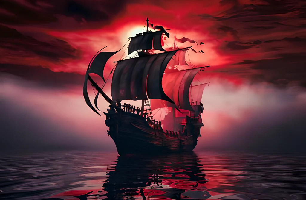 Ghost Ship Under red skies