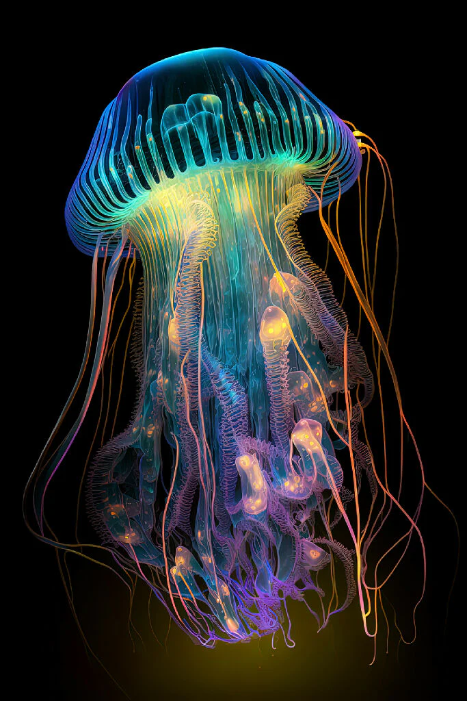 Glowing Neon Jellyfish