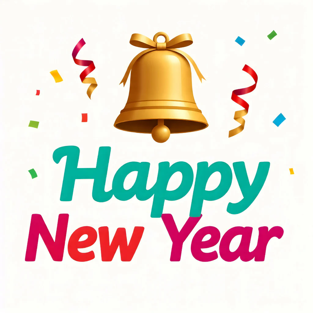 Golden Bell Celebration – Happy New Year Pop Art
