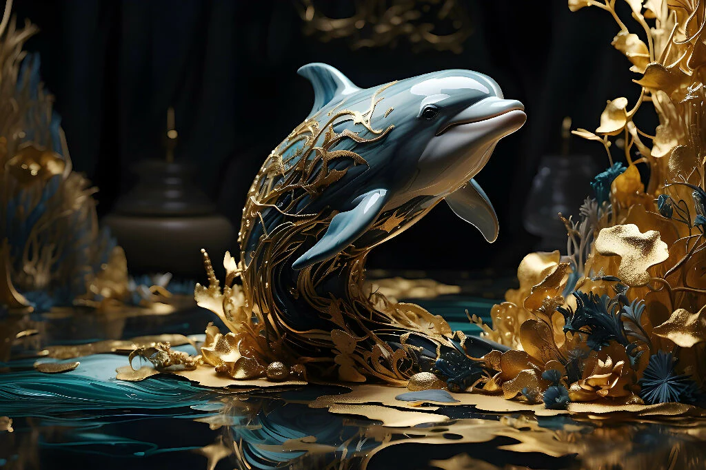 Golden Dolphin wall art