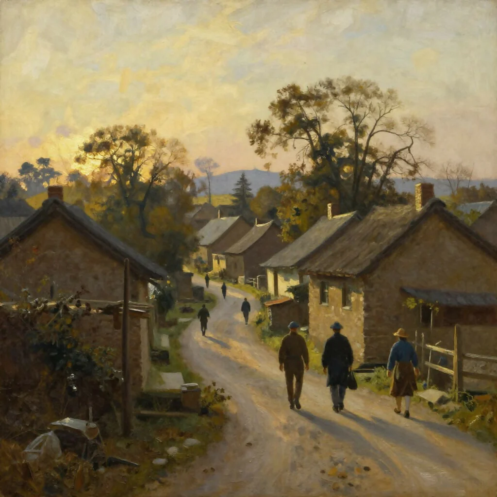 Golden Hour in the Quiet Village
