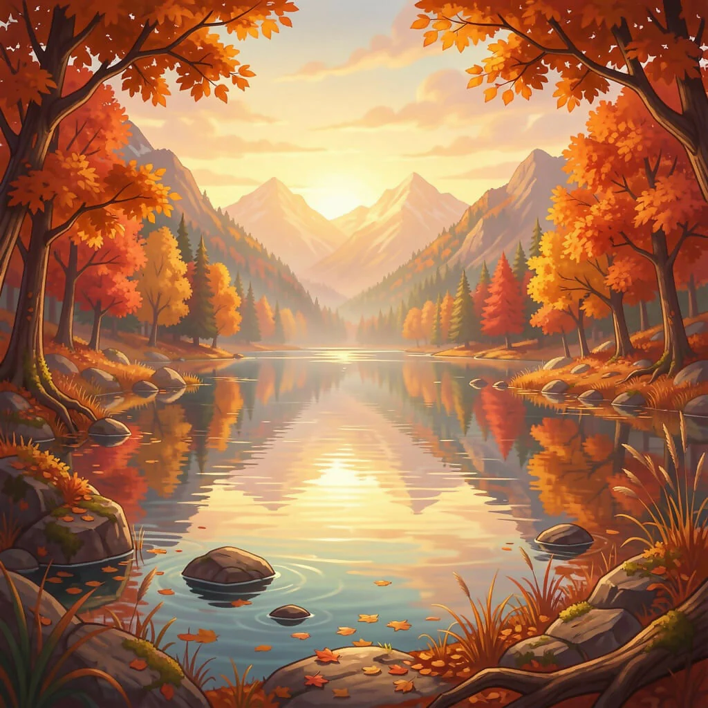 Golden Light Over Still Water