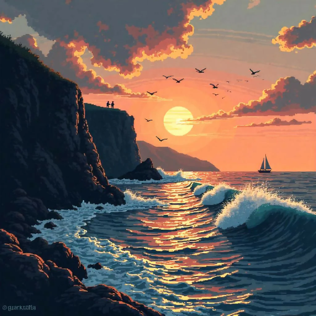Golden Waves: A Dreamy Coastal Sunset