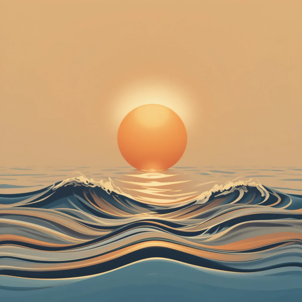 Golden Waves: A Minimalist Ocean Sunset
