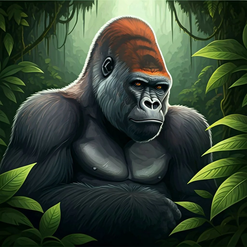 Gorilla of the Mist‑Lit Forest
