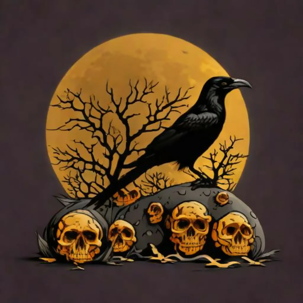 Gothic Crow & Skulls – Dark Monochrome
