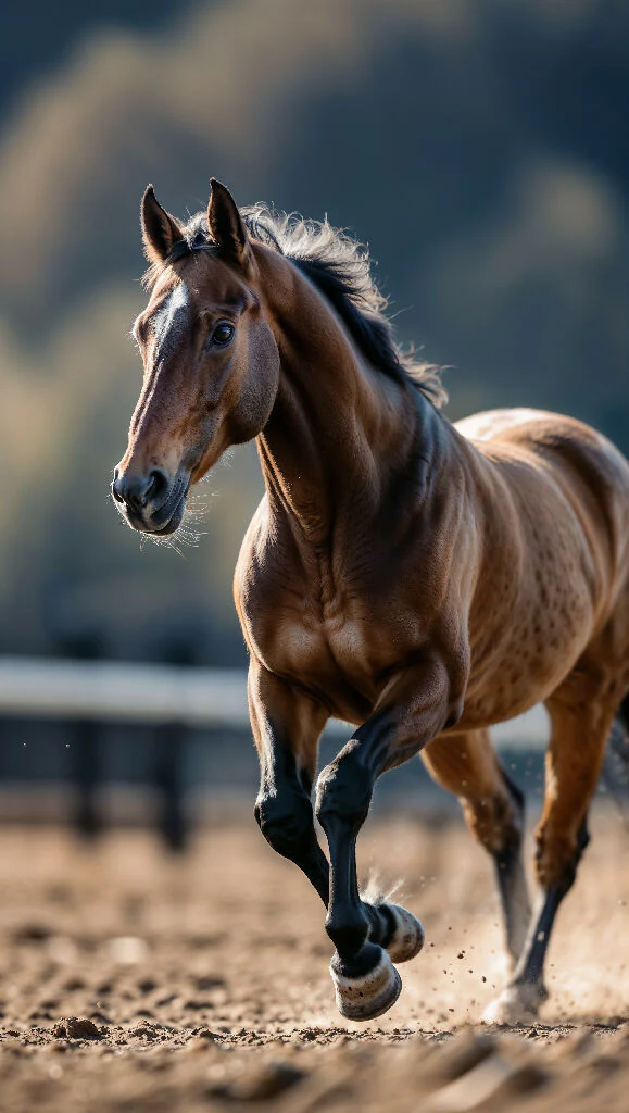 Grace in Motion: Horse Running on the Practice Grounds