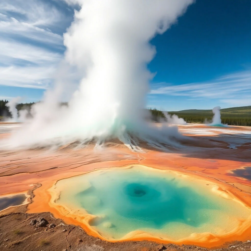 Grand Prismatic Spring Erupting in Yellowstone