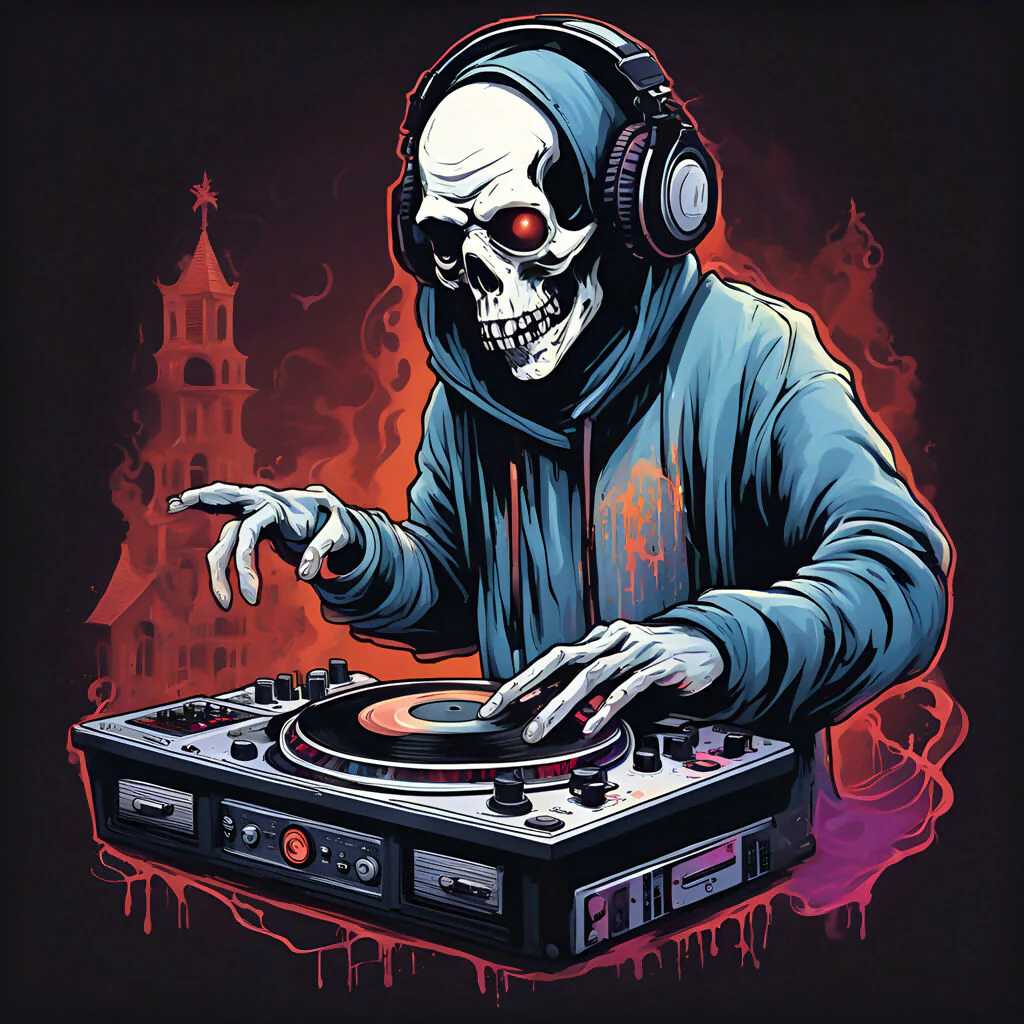 Grim Reaper DJ Hoodie Art Print