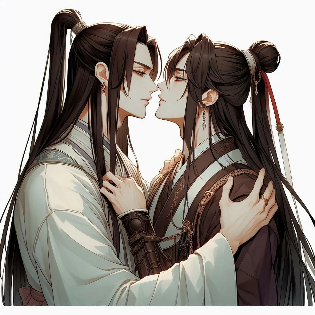 Handsome Ancient Chinese Youth Kiss
