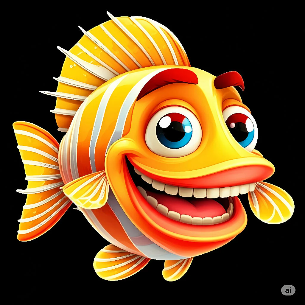 "Happy Cartoon Fish with a Big Smile"
