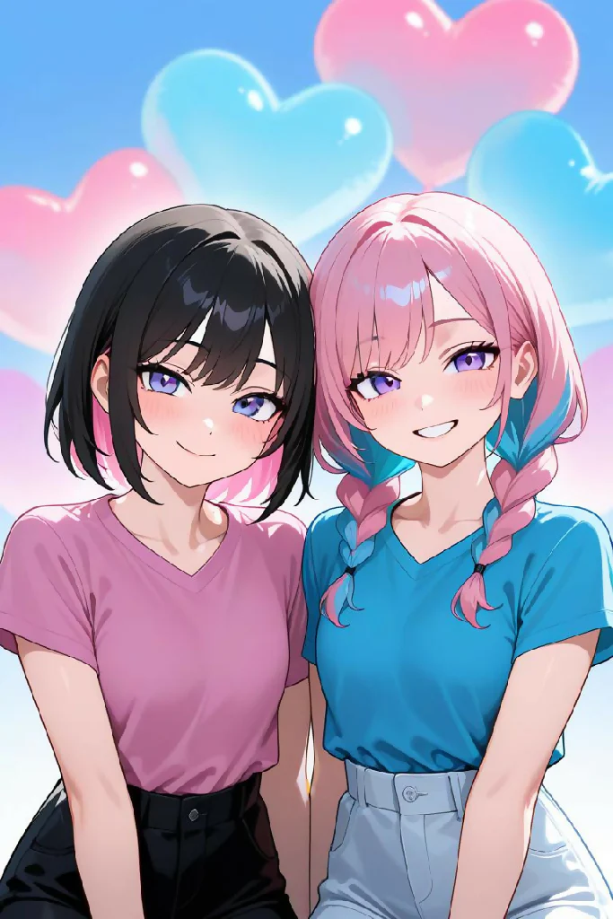 Happy female couple