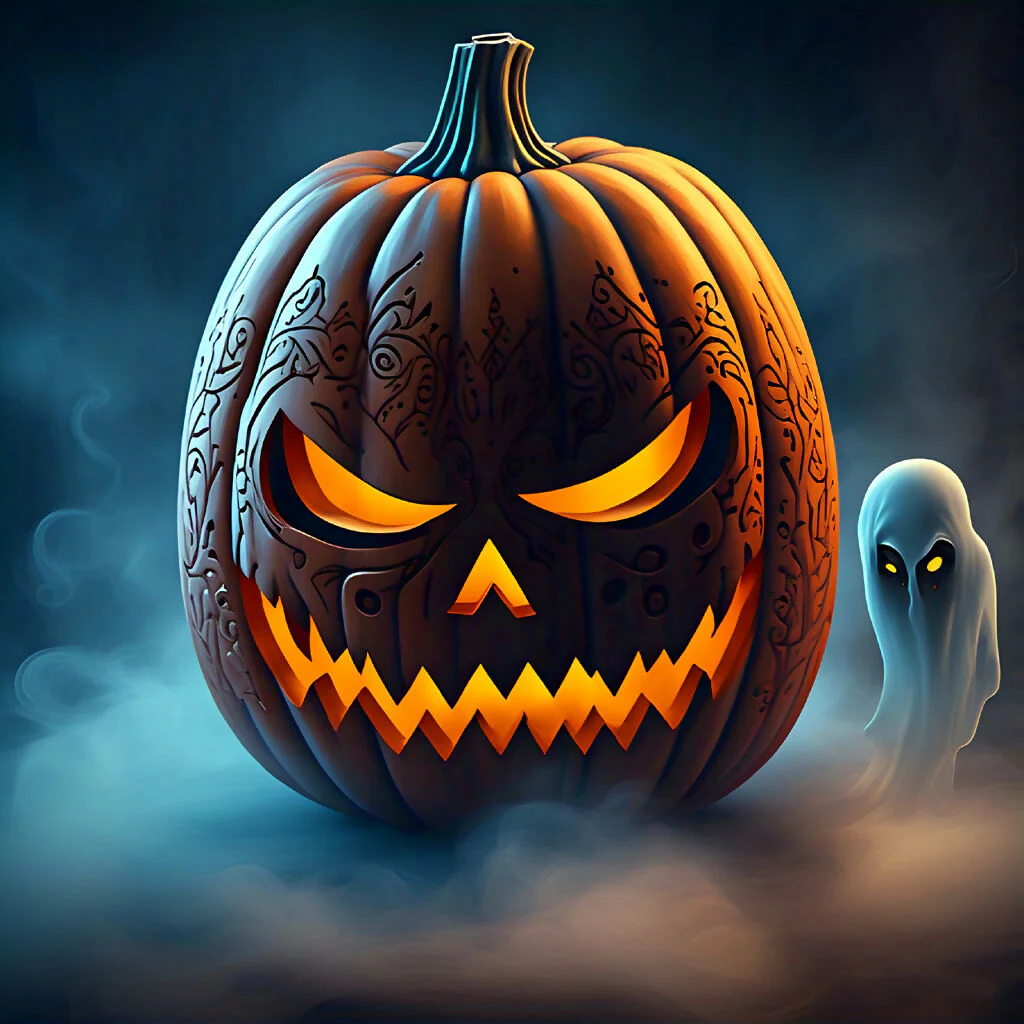 Haunting Ember: The Watchful Pumpkin