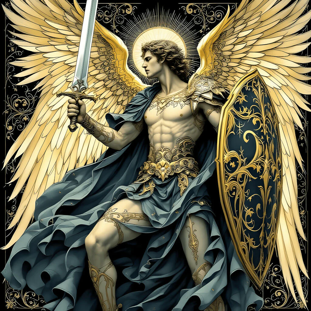 “Heavenly Guardian: Golden Archangel Warrior”