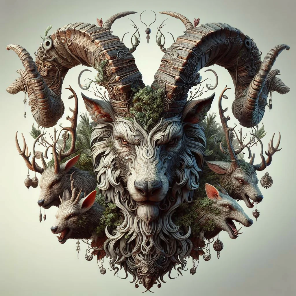 Horned Harmony: Celtic Forest Totem