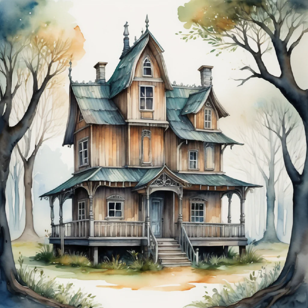 House in watercolor painting abstract - Image 9