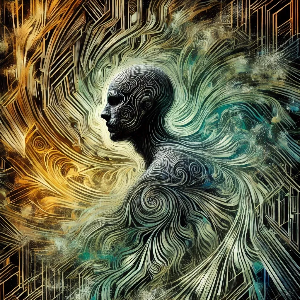 Human Silhouette Dissolving: Emotional Chaos and Vulnerability