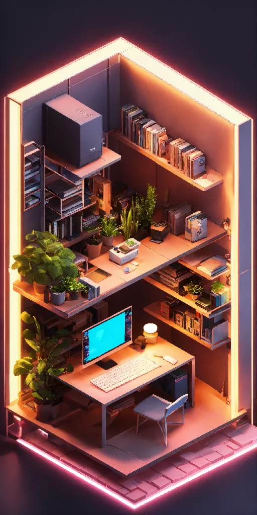 "Isometric Programmer's Retreat: A Cozy Coding Oasis" - Image 4