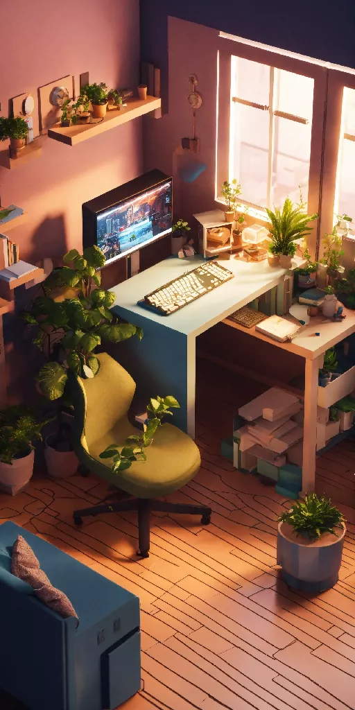 "Isometric Programmer's Retreat: A Cozy Coding Oasis" - Image 6