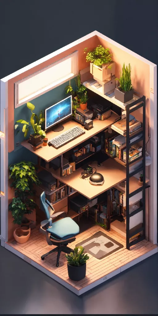 "Isometric Programmer's Retreat: A Cozy Coding Oasis" - Image 7